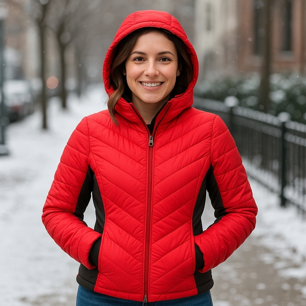 Calvin Klein Red and Black Puffer Jacket